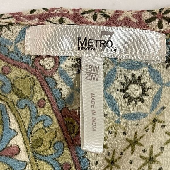 Metro Seven 7 sheer blouse long sleeve beaded 18/20 - Picture 7 of 7